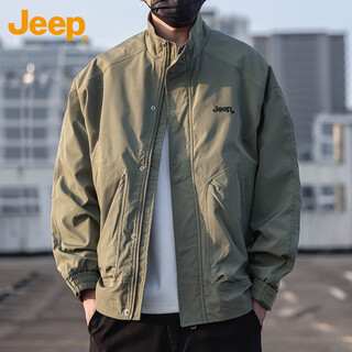 Jeep (jeep) jacket men's jacket autumn and winter stand collar executive casual loose american clothes men's green xl