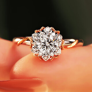 Yadige artificially cultivated diamond ring for women 18k rose gold white flower diamond ring 50 points 1 carat bouquet wedding ring d vvs1/very slightly flawed ngic certificate/3ex+18k gold