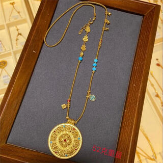 Shantou lin village wei xue laopu eight treasures compass ancient imitation sand gold pendant necklace gold transfer beads enamel clavicle chain gold weight 52 grams