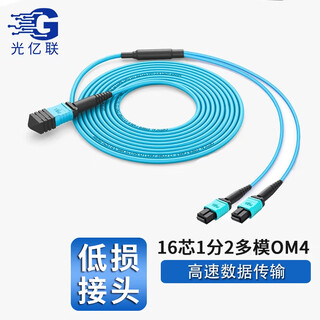 光亿联丨16芯MPO-MPO/APC母头多模光纤跳线400G模块一分二光纤跳线OM4长飞光纤；20米