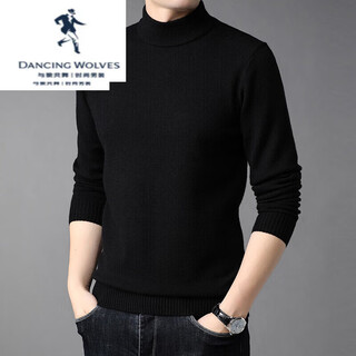 Dances with wolves pure cashmere men's thickened half turtleneck sweater middle-aged winter base wool sweater half turtleneck/black 165m (recommended 100-120jin jin equals 0.5kg to wear)