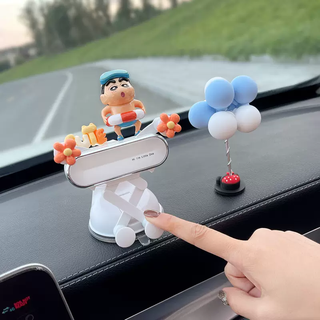 Yusenyi car mobile phone holder 2025 new xiaoxin women's navigation special center console suction cup instrument support c swimming ring xiaoxin + orange blossom white mirror bracket + base + blue and white ball