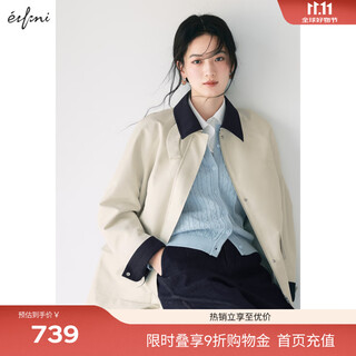 Eveli (eifini) jiang xin endorses simple contrasting color japanese khaki short windbreaker women's jacket 2025 spring new style gray m 110-125jin jin equals 0.5 kg