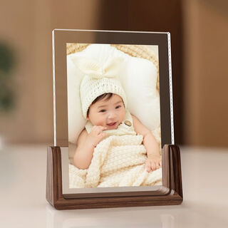 Fantasy children's photo custom photo frame, washed wedding photos, made into a table, printed wedding photos, family photos, photo album ornaments, walnut wood - leaving an edge, 8 inches, table, horizontal version