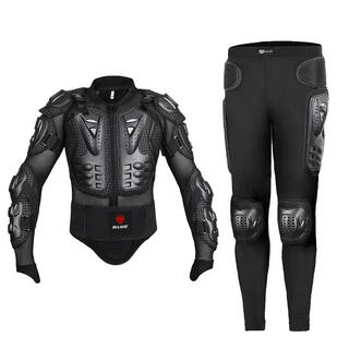 Zailu motorcycle armor suit back protector elbow protector chest protector hip guard pants racing suit off-road cycling anti-fall black top + pants s