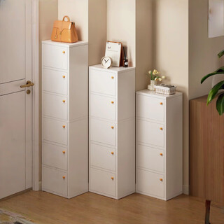 Litai shoe rack, shoe cabinet, entrance cabinet, storage cabinet, integrated wall entrance cabinet, multi-layer home door storage storage rack, four doors and eight layers, warm white 42*30*118