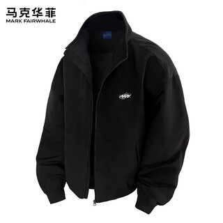 Mark huafei retro commuting workwear stand collar casual jacket men's spring and autumn solid color trendy brand flight jacket xl black