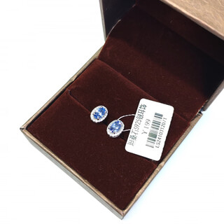 Drjefun natural colored gemstone crystal earrings, four-claw earrings, simple and elegant gift for best friend and girlfriend 4.3 7 tanzanite (main stone about 3.5mm)