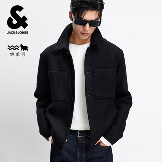 Jack&jones men's autumn woolen coat solid color daily commuting wool shoulder lapel multi-pocket coat 225327002