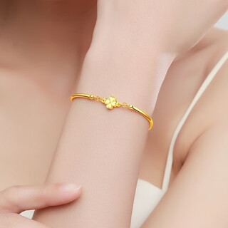 Heart ancient quality 18k gold bracelet ancient gold 999 gold 18k yellow l gold alloy bracelet four-leaf clover simple hand four leaves
