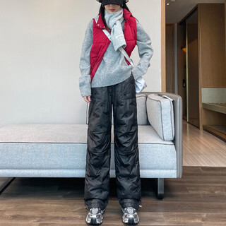 Miqian northeast xuexiang down pants women's outer wear winter high-end waterproof and cold-proof thickened ski minus 40 degree wide-leg cotton pants black s 85-95jin jin equals 0.5 kg