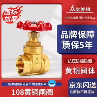 Am amico zk03-108g brass gate valve z15w-16t internal thread gate valve tap water valve switch dn20/6 points