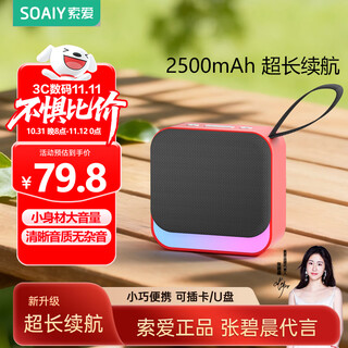 索爱（soaiy）蓝牙音箱迷你便携式插卡u盘播放器广场舞音响无线小型音乐户外车载听书唱戏机SD16尊享红