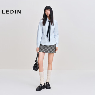 乐町长袖衬衫女 上衣C2CAF4240 蓝1 L