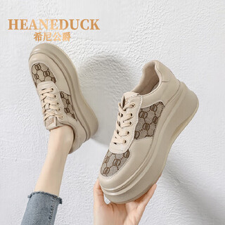 Duke heaney brand sports casual fashion dad shoes for women 2025 new thick-soled platform wedge heels light luxury versatile sneakers for women kuqi hdck apricot 35