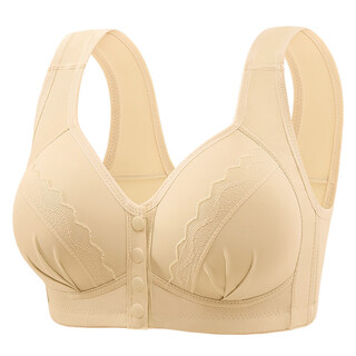 Manufacturer wholesale glossy jacquard type 2025 new traditional thin mold cup breast-retracting bra for middle-aged and elderly women, skin color 38