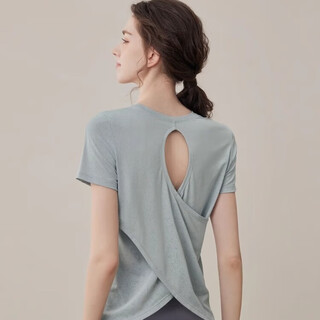 Youyou yoga wear women's slim loose breathable running pilates training top j34041dy blue m