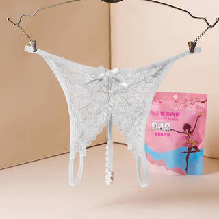 Christmas sexy underwear feminine thong transparent temptation pearl massage le yin opening hot big white s80-120jin jin equals 0.5kg