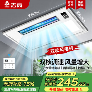 Chigo coolba lighting ventilation ultra-thin coolba kitchen integrated ceiling blower fan bathroom embedded cooling fan remote control remote control dual motor hair dryer + lighting negative ion ventilation