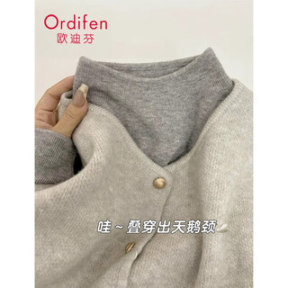 Ordifen half turtleneck bottoming shirt for women, can be worn outside, foreign style autumn and winter soft and waxy long-sleeved advanced layered sweater, slim large size