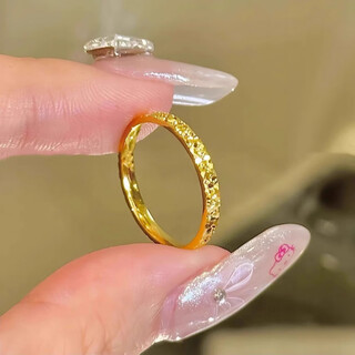 Chuhuang broken ice ring 9999 pure gold silver-filled solid ring gold shop same style couple ring as gift for girlfriend 2.4mm width - us size 6