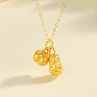 Ji bochi pure gold silver necklace women's g24k gold good persimmon peanut pendant niche temperament as a birthday gift for girlfriend good persimmon lianlian single pendant with thickened gold layer