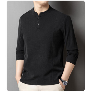Space owen laicai clothing store men's long-sleeved sweatshirt autumn and winter new henry collar velvet bottoming shirt fashionable and versatile men's black 3xl (recommended weight 165-180jin jin equals 0.5 kg)