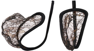 Uzhot temptation sexy real t pants men's thong jj set transparent c-string pants c pants men's invisible underwear c7 black gold network one size