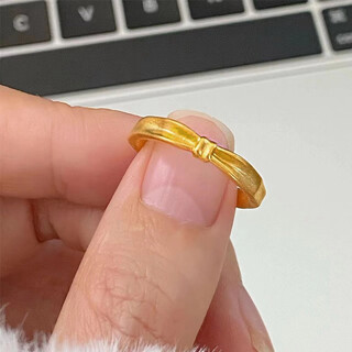 Oemg old phoenix gold store model 18k gold small knot gold ring women's ancient gold fugitive princess bow knot adjustable irregular bow knot ring (opening adjustable)