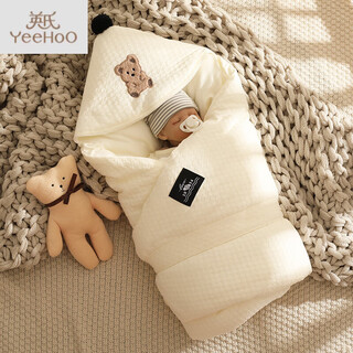 Fat donglai baby blanket thickened winter newborn supplies blanket spring and autumn pure cotton newborn baby swaddling blanket for outing beige bear autumn and winter removable thickened version 90x90cm