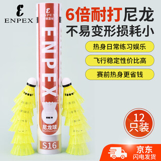 ENPEX 羽毛球12个装尼龙耐打青少年训练尼龙羽毛球塑料胶练习羽球S16