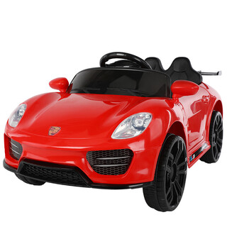 Large children's electric four-wheel car car toddler remote control 1-6 years old baby 4-wheel toy car children can charge and sit on fashion red early education self-driving + remote control