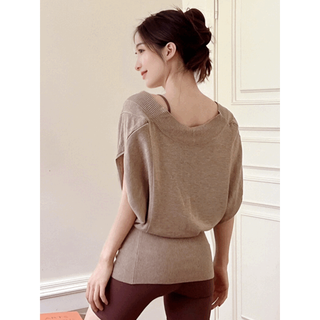 Pilates training clothes, summer beautiful yoga clothes, one-piece chest pad sling, professional pilates fitness, khaki blouse m 100-115