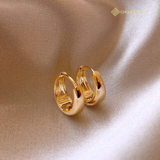 Chomeltinee gold pigment hoop earrings women's light luxury high-quality niche temperament earrings 2025 new minimalist metal earrings gold pigment hoop earrings
