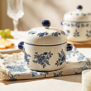 Modern housewife landai manor stew cup water-proof household ceramic steaming cup stew pot one-person bird's nest soup small crock pot landai manor flower mirror stew cup 550ml