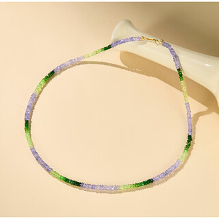Dl 1998 fat donglai same style tanzanite necklace water lily tsavorite necklace 18k gold faceted clavicle 18k gold tanzanite tsavorite necklace/3.0-3.5mm 42cm