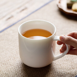 Xiyuanji mutton-fat jade porcelain mug ceramic cup office water cup large capacity men and women household light luxury high-end tea cup mutton-fat jade porcelain famous mug