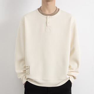 Mangmang fake two-piece sweatshirt for men 2025 spring and autumn new heavyweight henry collar inner layering shirt long-sleeved t-shirt top clothes off-white 4xl about 180-200jin jin is equal to 0.5 kg can be worn