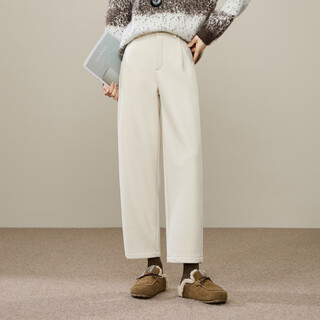 Yiyang (ese-y) velvet sickle pants women's nine-point slim harem casual thickened woolen pants off-white lengthened velvet 28