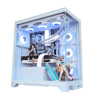 Wanjia prism pro white atx computer sea view room chassis desktop double-sided glass/no a-pillar fully transparent/type-c/support 240/280/360 water cooling prism pro white chassis