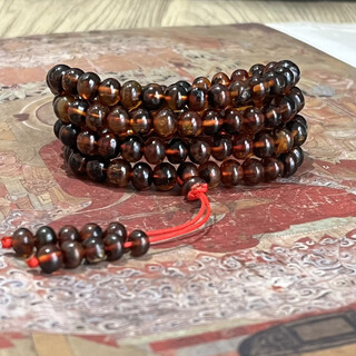 Xinxiangdu natural ore fushun amber medicinal amber lingcao blood amber gold amber flower buddha beads bracelet necklace genuine gift box 6mm blood amber medicinal buddha beads