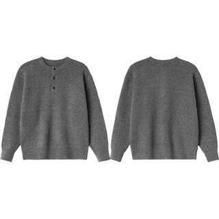 Dances with wolves (dancing wolves) xxbro men's #henry collar thickened winter lazy style knitted inner sweater men's versatile loose bottoming shirt dark gray m