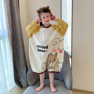 Other/other baby sleeping bags for spring, autumn, winter and summer baby anti-kicking tummy protection artifact children's sleeping pajamas one-piece boy's confused bear striped cotton nightgown s (height 90-100cm weight 24-30jin jin equals 0.5 kg)