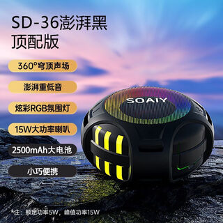 索爱（soaiy）SD-36蓝牙音箱低音炮小型音响大音量无线家用电脑迷你户外便携 顶配版【2500mAh续航】