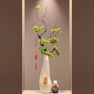 Yunya stone running ceramic large vase ornaments high-end entrance entrance slender vertical high living room decoration lucky cat ceramic rice vase lucky cat welcome pine large size