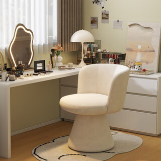 Mauya nordic makeup stool rotatable girls bedroom high-end dressing table chair designer single cloakroom stool 360 rotation | off-white skin-friendly velvet