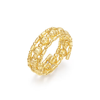 Only pair of jewelry 18k gold rings for women, mirror-cut gold beads, elastic rings, colored gold rings, stacked rings, 18k gold, flowing gold beads, mirror-cut gold beads, s size (no. 10-12)