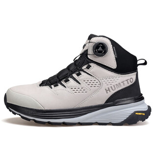 Humtto winter snow boots for men, outdoor non-slip, waterproof and cold-resistant ski boots, thickened wool cowhide warm shoes for men, light gray regular 39