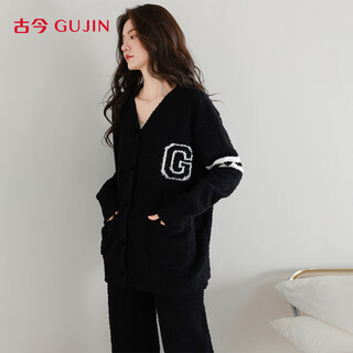 Gujin half-velvet autumn and winter new pajamas, home clothes, pajamas, knitted cardigans, sweaters, coral warm suits that can be worn outside