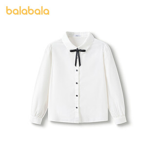 Balabala shopping mall same style children's long-sleeved shirt girls 2025 spring big children college style white shirt original white 10101 170 cm
